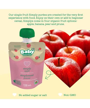 Baby Gourmet Organic Puree Baby Food Pouches - Simply Apple - No Added Sugar or Salt Non GMO No Fillers Gluten Free Kosher (128ml) 12-Pack Simply Apple 128ml (12-Pack) - Buy Online on GoSupps.com