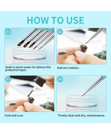 5pcs Nail Art Brushes with Cap - Nail Polish Clean Up Brush Set for Gel Nails - Metal Handle Design for Nail Art and Paintings - Buy Online on GoSupps.com