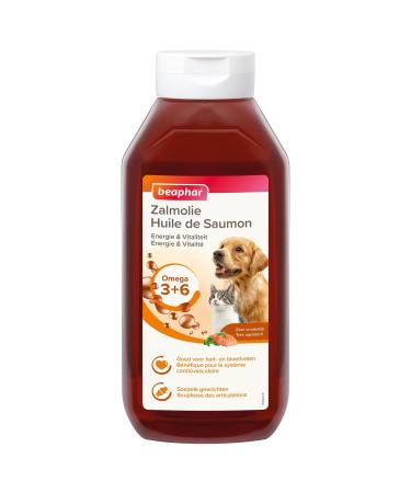 BEAPHAR – Salmon oil for dogs and cats – Food supplement – Omega 3 and 6 – Beneficial for the cardiovascular system, coat and joints – Energy intake – 940 ml