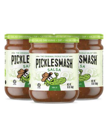 PickleSmash Pickle Salsa - Mild - 3 Pack - Sugar Free Salsa, Topping, Dressing, Pickle Relish, Marinade - Gluten Free, Keto, Paleo, Vegan, Vegetarian Mild 1 Pound (Pack of 3)