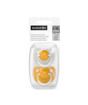 Suavinex Dreams Flat Duo Yellow Pacifier - 2 Silicone Pieces for Infants | International Shipping - Buy Online on GoSupps.com