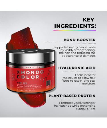 XMONDO Color Fire Red Hair Dye & Mask | Vegan Formula with Bond Boosters & Hyaluronic Acid for Nourishment | 8 Fl Oz | International Shipping Available - Buy Online on GoSupps.com