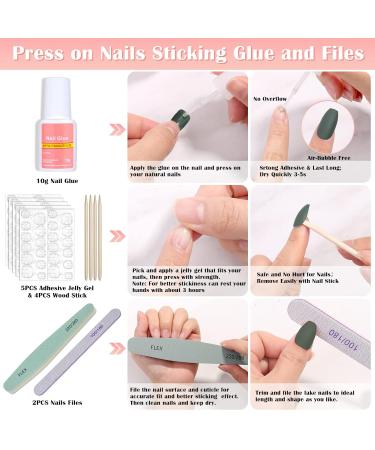 30 Pack Matte Press on Nails Medium Length Kit - Coffin & Square False Nails with Nail Glue, Art Stickers, Rhinestones - For Girls & Women - Buy Online on GoSupps.com
