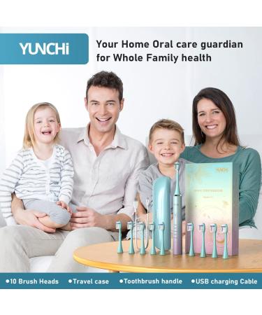 YUNCHI Y7 Sonic Electric Toothbrush - Rechargeable, 10 Dupont Heads, 5 Modes, 40,000 VPM, 2-Min Timer for Adults & Kids - Buy Online on GoSupps.com
