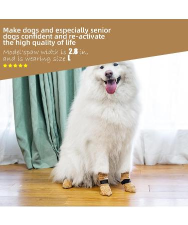 Expawlora Dog Anti-Slip Paw Protection - Adjustable Straps for Better Traction on Wooden Floors - Soft Elastic Fabric - Size M Beige - Buy Online on GoSupps.com