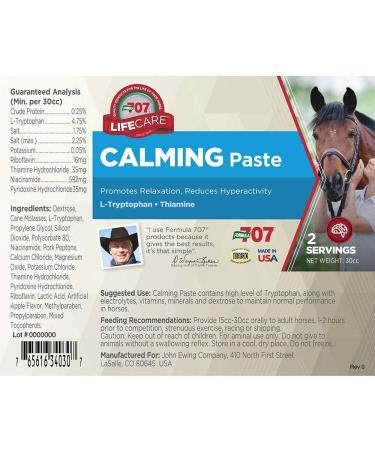 Formula 707 Calming Equine Paste | Fast-Acting L-Tryptophan for Nervous Horses | 2 Servings - International Shipping Available - Buy Online on GoSupps.com