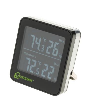 LOCKDOWN Digital Hygrometer with Convenient Design, Backlit Screen and Min/Max Reading for Temp and Humidity Monitoring in Safes, Rooms, Cases and Cabinets Wireless