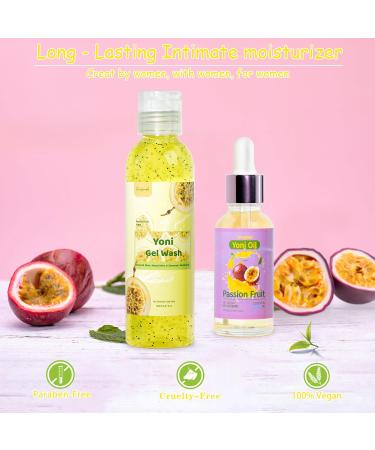 Yoni Wash & Yoni Oil Set - Feminine Vaginal Cleanser for PH Balance | Passion Fruit Scent | 5.07 fl. oz & 1 fl. oz - Buy Online on GoSupps.com
