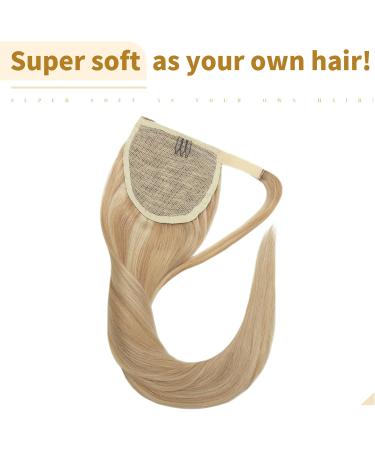 16 inch Wrap Around Ponytail Extension Human Hair 100% Real Remy One Piece Clip in Hair Pieces for Women Natural Invisible Highlights (80g #18P613 Ash Blonde&Bleach Blonde) - Buy Online on GoSupps.com