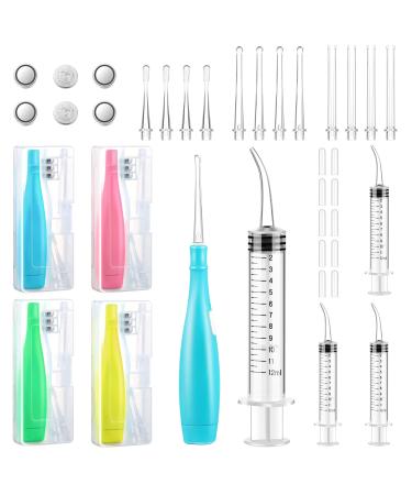 Tonsil 18 Pcs Tonsil Stone Removal Kit Includes 4 Pcs Tonsil Stone Remover with LED Light and Batteries 4 Pcs Curved Irrigation Syringe 10 Pcs Silicone Spoon Cover to Get Rid of Bad Breath