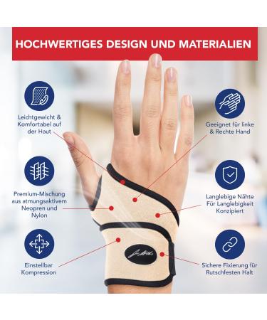 Dr. Arthritis Wrist Bandage - Light & Comfortable Tendonitis Support | Karpaltunnel Rail for Right/Left Hand (Beige Couple) - Buy Online on GoSupps.com