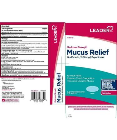Leader Mucus Relief DM Tablets Maximum Strength Chest Congestion 12 Hour Fast-Acting Mucus Expectorant & Cough Suppressant 14 Count (2-Pack) 28 Tablets Mucinex-MAX - Buy Online on GoSupps.com
