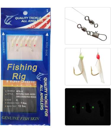 10 Pack Saltwater Surf Fishing Bait Rigs with Glow Beads and Fish Skin Feather Hooks - Sea Bass Lures AFA 6 - Buy Online on GoSupps.com