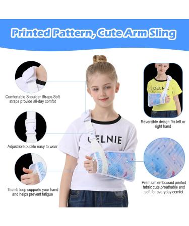 Kids Arm Sling for Shoulder Injury - Removable Shoulder Pad Blue Butterfly Design Medical Immobilizer for Girls (Small - Buy Online on GoSupps.com
