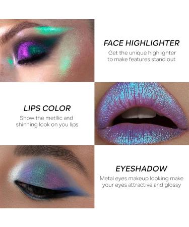 KYDA Chameleon Eyeshadow - Multichrome Metallic Finish Powder High Shine Pigment Long Lasting Blendable Highlighter for Eyes #11 - Buy Online on GoSupps.com
