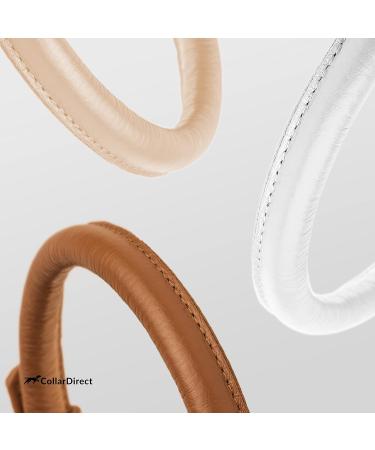 Collardirect Handmade Round Leather Dog Collar - Soft Padded Real Leather Adjustable Available in Black Pink Red Purple Blue Beige | Fits Dogs & Cats 48-53 cm - Buy Online on GoSupps.com