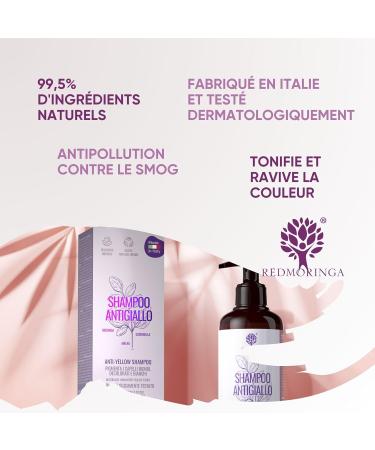 Organic Anti-Yellowing Shampoo | New 3X more effective formula | Toning for blonde bleached or white hair - Natural 99.5% without SLS or ASL - With Moringa Mallow and Chamomile - 250 ml - Buy Online on GoSupps.com