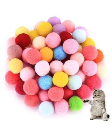 wugongshan 100 Pack Cat Toy Balls Vibrant Color Furry Cat Balls Soft Cat Pom Pom Toy Balls Interactive Plush Pet Kitty Balls Perfect Cat Supplies for Exercise and Fun