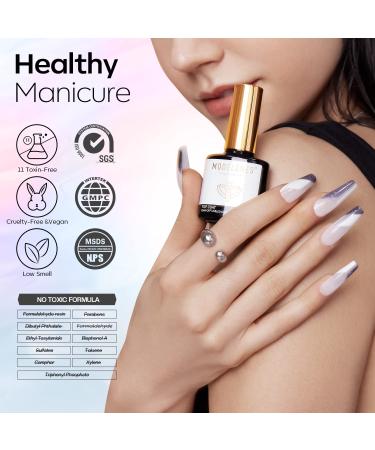 Modelones Iridescent Silver Glitter Gel Top Coat - Long Lasting Sparkly Finish | 10ml Soak Off Rainbow Shimmer Nail Polish - Nail Art Manicure - Buy Online on GoSupps.com