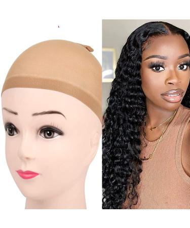 2 Pieces Light Stocking Wig Caps Stretchy Nylon Wig Caps For Women Lace Front Wig Stocking Caps For Wigs Nude Wig Cap