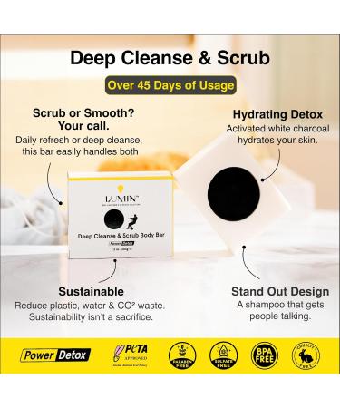 Lumin Men's Charcoal Body Soap - Premium Natural Cleansing Bar for All Skin Types - Best Activated Charcoal Soap for Men - Nourishing & Refreshing - Buy Online on GoSupps.com