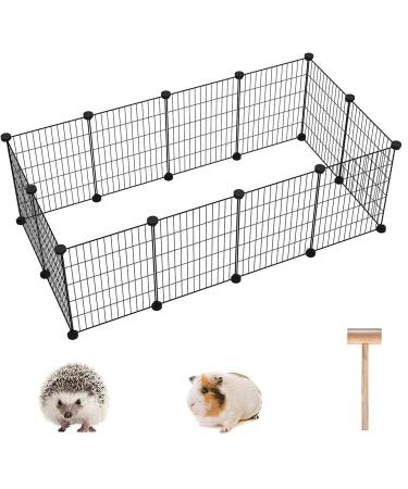 C&AHOME Pet Playpen, 12 PCS Exercise Small Animals Supplies, Playpens Cage, Portable Yard Fence Indoor, Ideal for Guinea Pigs, Puppy Pet Products, DIY Metal Yard Fence, 12"  15" Black