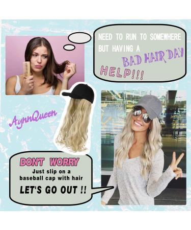 AynnQueen Women's Baseball Cap with 24 Long Wavy Hair Extensions - Ash Blonde Mix Bleach Blonde - Buy Online on GoSupps.com