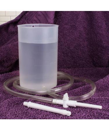 Irrigator 1 liter - milky transparent - set with cup hose mother tube and enema tube to make enemas at home yourself