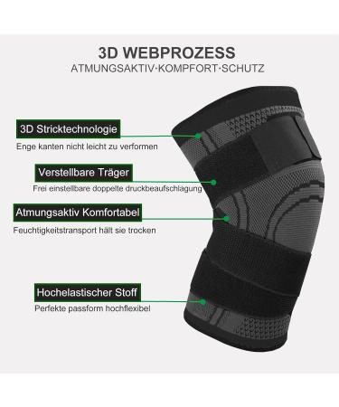 Adjustable Knee Support - 2 Piece Sports Knee Sleeve for Men & Women | Relieves Pain from Meniscal Tear Arthritis & Tendon Inflammation - Ideal for Running Climbing & Weightlifting (Black L) - Buy Online on GoSupps.com