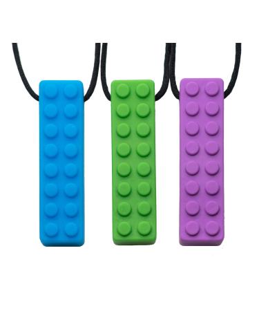 Tilcare Chew Chew Chew Sensory chewing necklace - preferably for children or adults who like to bite or autism - durable and strong silicone play stuff - Colar for boys and girls 3 pieces (1 Pack)