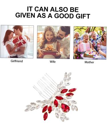 Angoily Bridal Hair Comb Tiara Bride Insert Comb Hair Accessories for Women Wedding Hair Combs for Women Pearl Rhinestone Hair Comb Rhinestones Decorate Women's Modeling Red - Buy Online on GoSupps.com