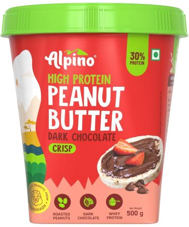ALPI NO High Protein Dark Chocolate Peanut Butter Crisp 500g - Roasted Peanuts Dark Chocolate Whey Protein & Pea Protein 30g Protein Gluten Free - High Protein Peanut Butter Crispy