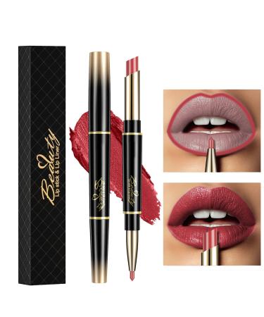 ChaneeHann 2-in-1 Lipstick & Liner Lip Liner and Lipstick Set Double Head Matte Lipstick & Lip Liner Matte Make Up Lip Liners Pencil Waterproof 13