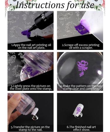 EBANKU French Manicure Kit: 6 PCS Stickers, Rotated Nail Stamper, Silicone Stamper Heads, Scraper - DIY Manicure Tools - Buy Online on GoSupps.com