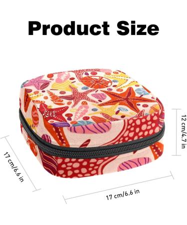 Starfish Seashell Pattern Sanitary Napkin Storage Bag - Portable Menstrual Period Kit Pouch - Buy Online on GoSupps.com