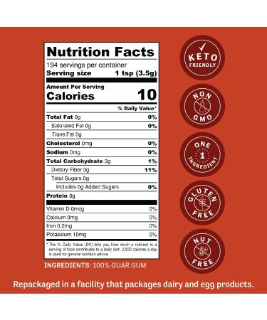 Judees Guar Gum Powder 1.5lb (24oz) - Keto-Friendly  Gluten-Free & Nut-Free - 100% Pure Guar Gum derived from Guar Beans - Low Carb Thickener - 3g Dietary Fiber per serving 1.5 Pound (Pack of 1) - Buy Online on GoSupps.com