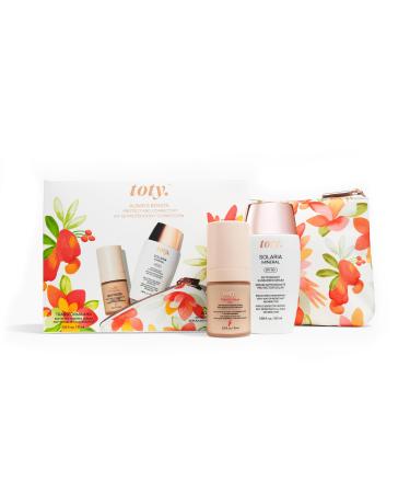 toty - Always Bonita Kit - Protection and Correction of Sun Damaged Skin- Face Sunscreen SPF 50+ & AHA with Glycolic Acid & Niacinamide Serum - Anti-Aging Trial Kit with Beauty Bag - By Sofia Vergara