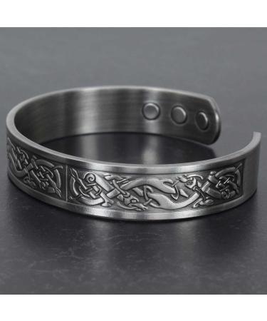 Holistic Magnets Viking Copper Bracelet XL - Antique Silver Magnet Bracelet for Men | Arthritis Relief & Unique Gift | VP (XL: 22-24cm) - Buy Online on GoSupps.com