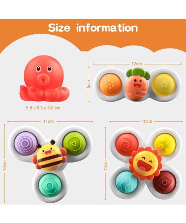 ECHOCUBE SAUCHNAPF Spinner Toys - 3 Educational Sensory Bath Toys for Toddlers | Fun Birthday Gift for Boys & Girls | Suction Cup Octopus Design - Buy Online on GoSupps.com