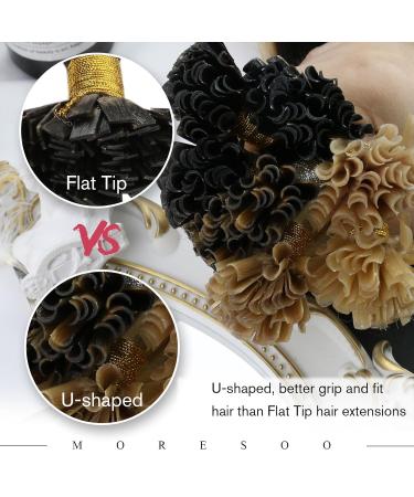 Moresoo 50g Hot Fusion Keratin Hair Extensions - Dark Brown & Caramel Blonde U-Tip Remy Bondings 40 cm #P4/27 - Buy Online on GoSupps.com