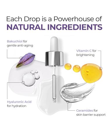 Bakuchiol Face Serum - Natural Retinol Alternative | Organic Vitamin C Moisturizer | Vegan Anti-Aging Treatment for Wrinkles - Buy Online on GoSupps.com