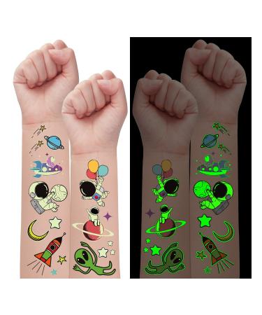 Space Party Supplies  Solar System Luminous Temporary Tattoos for Boys  Space Glow Birthday Party Decorations Favors for Kids  Space Fake Tattoos Stocking Stuffers Accessories (10 Sheets)