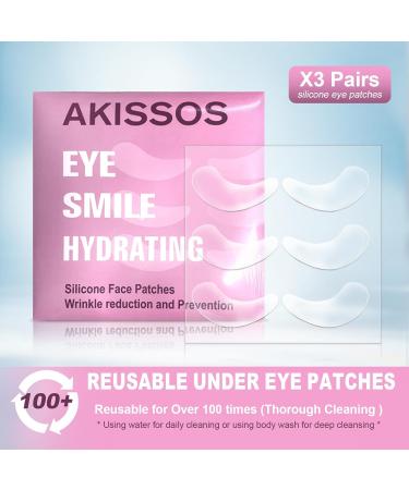 Akissos Under Eye Patches - 6 PCS Reusable Silicone Patches for Wrinkles Puffiness & Dark Circles - Hypoallergenic Overnight Facial Moisturizing Treatment - Buy Online on GoSupps.com