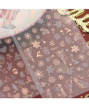 Rose Gold Christmas Nail Art Stickers - 8 Sheets Snowflakes, Santa Decals for Nail Design - Buy Online on GoSupps.com