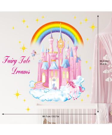 DECOWALL SG-2207 Rainbow Castle Quote Wall Stickers - Fairy Tale Dreams Decals for Kids Girls Nursery - Removable Art Decor - Buy Online on GoSupps.com