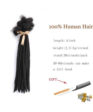 TAOYEMY Dresdlock Extension 8 inch 30 Strands 100% Real Human Hair Afro Kinky Dreadlock Extensions for Man/Women (1B 0.8cm-8inch-30 pieces) 0.8cm-8inch-30 pieces 1B - Buy Online on GoSupps.com