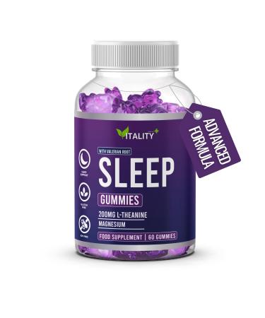 Natural Sleep Aid Gummies with Valerian Root & L-Theanine - Non-Habit Forming Vegan for Deep Relaxation & Restful Nights - 60 Chewable Gummies