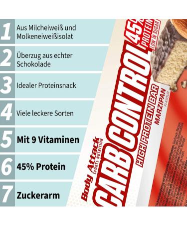 Body Attack Carb Control Protein Bar - Stracciatella (10x100g) | High Protein Low Sugar Snack - Buy Internationally - Buy Online on GoSupps.com