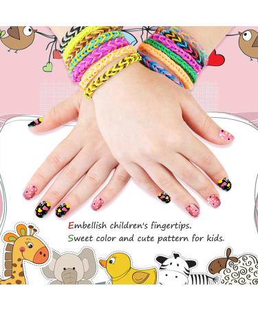 Kalolary Kids Rainbow Press-On Nails 4 Box Set with Nail Glue & Stickers | Short & Full Cover Artificial Nail Tips for Girls - Buy Online on GoSupps.com