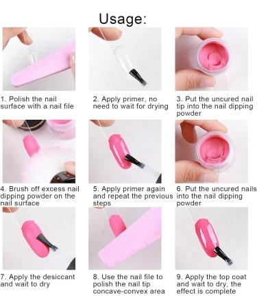 Dip Powder Nail Kit Starter 8Pcs Nail Art Powder Top Base Coat Gel Dusting Brush Manicure Tool Set DIY Salon Nail Art Manicure(K1215) - Buy Online on GoSupps.com